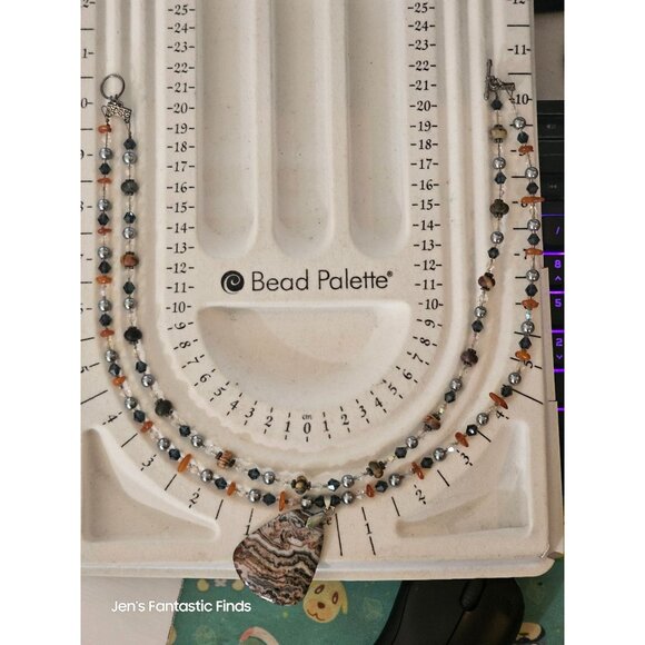 Picture Jasper Pearl Carnelian Sterling Silver Double Strand Necklace Toggle Clo - Picture 4 of 8